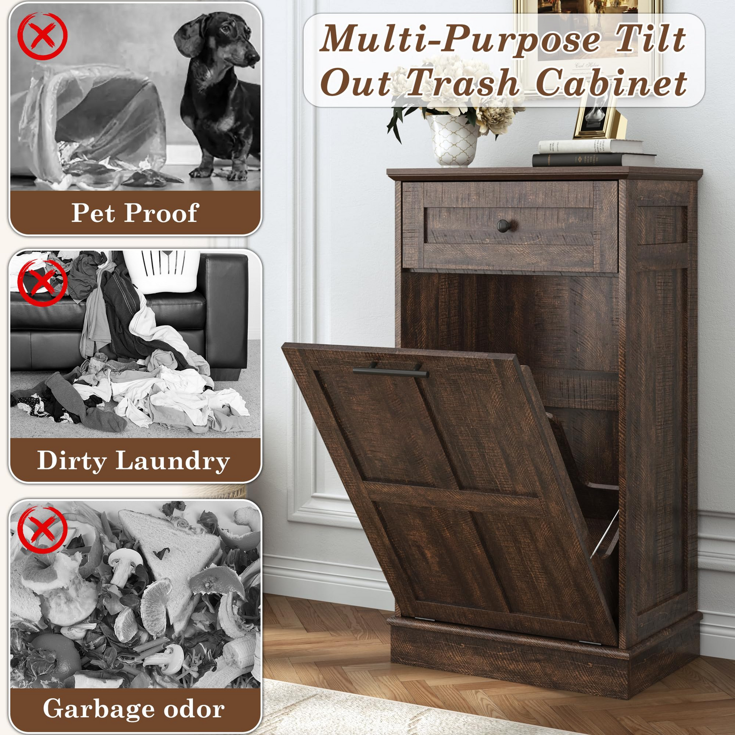 13 Gallons Tilt-Out Trash Can Cabinet
