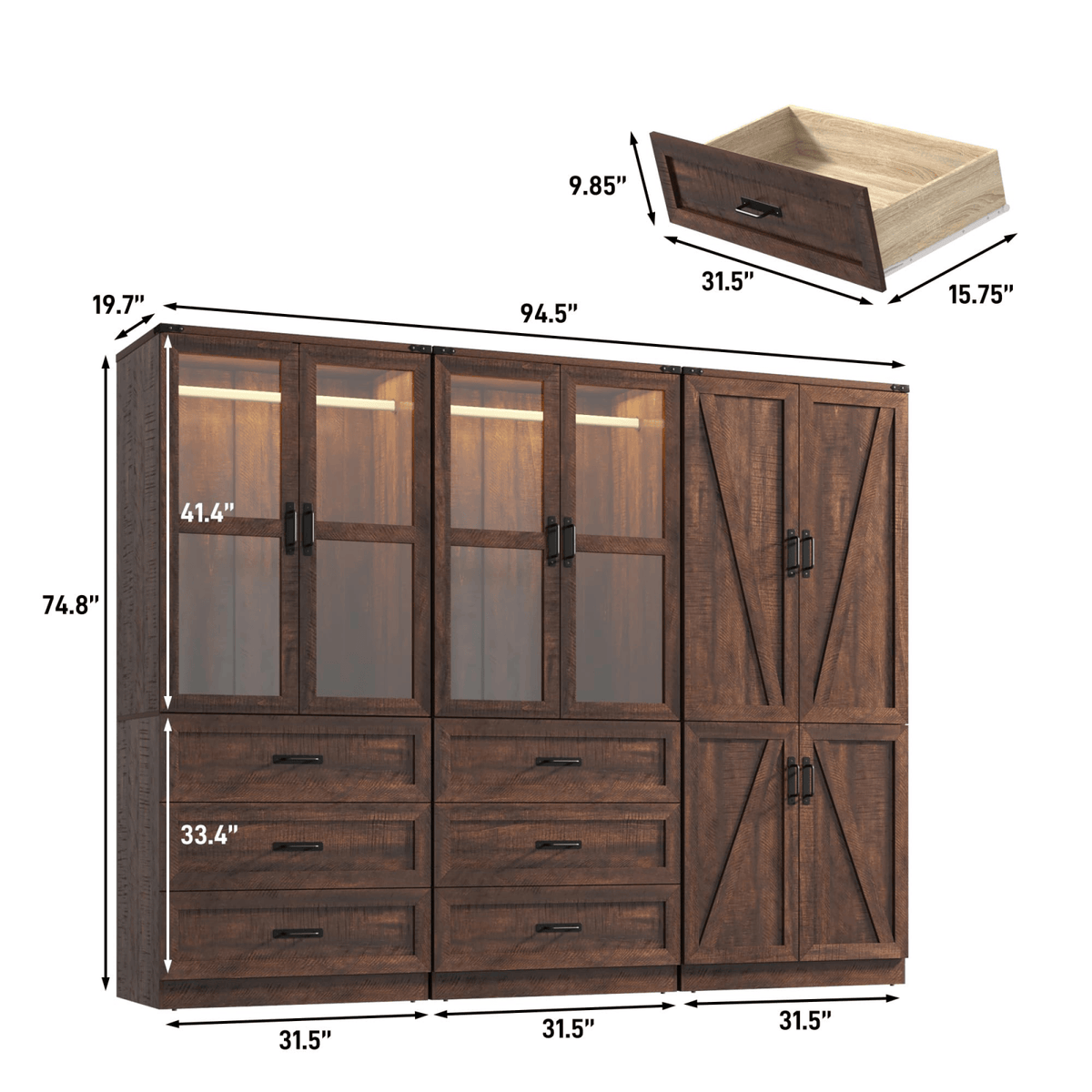 6 Doors Armoire Wardrobe Closet
