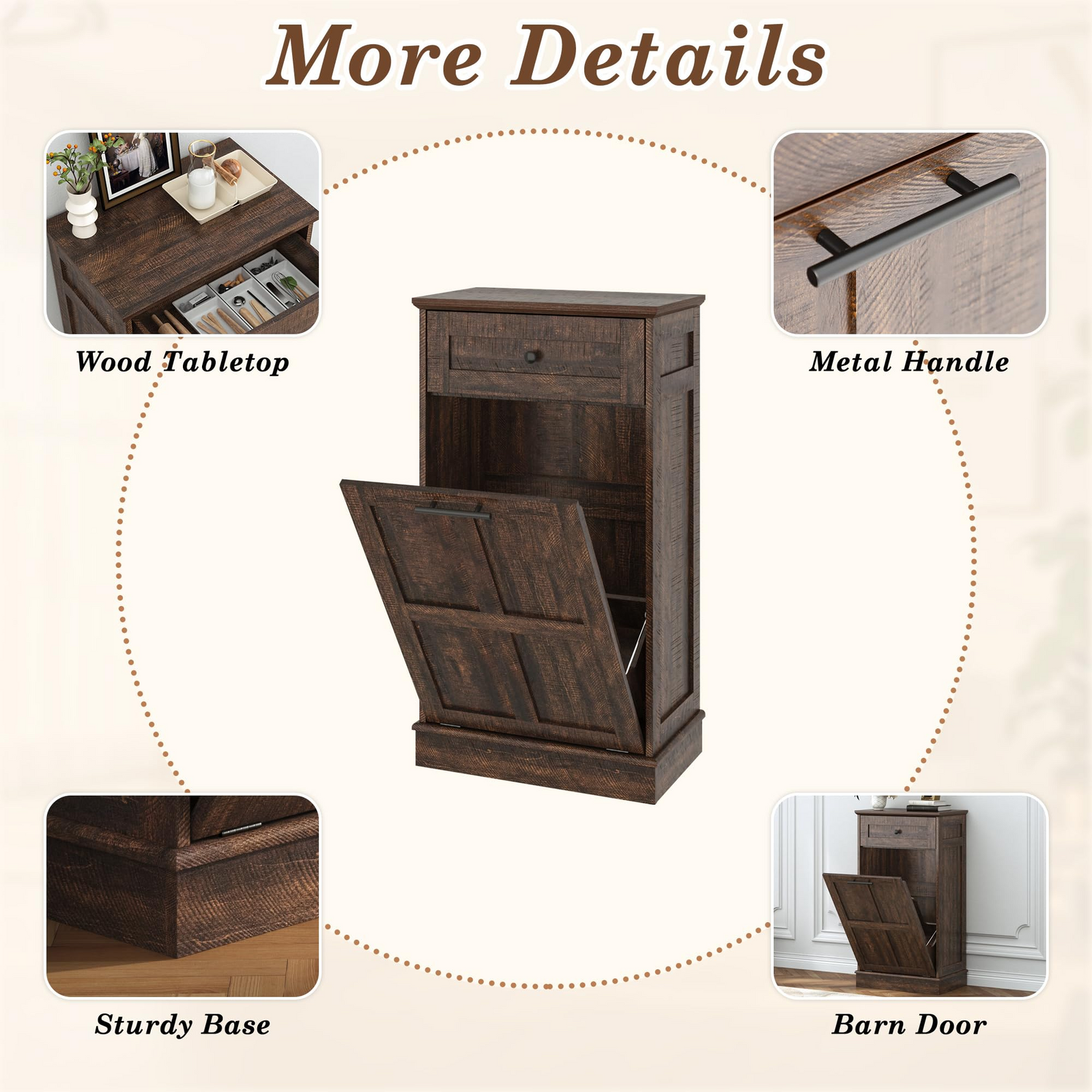 13 Gallons Tilt-Out Trash Can Cabinet