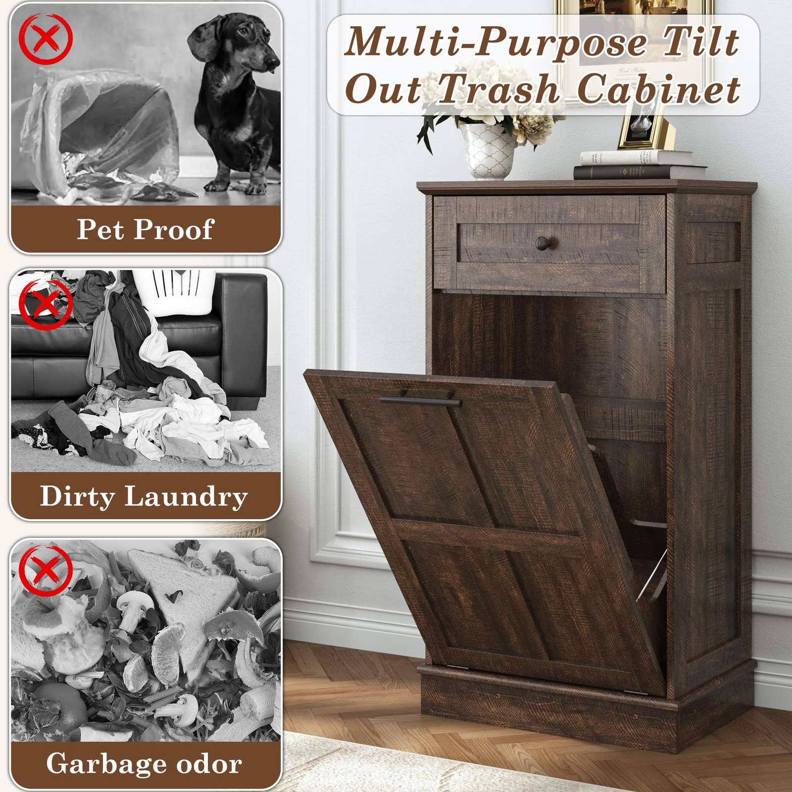 13 Gallons Tilt-Out Trash Can Cabinet