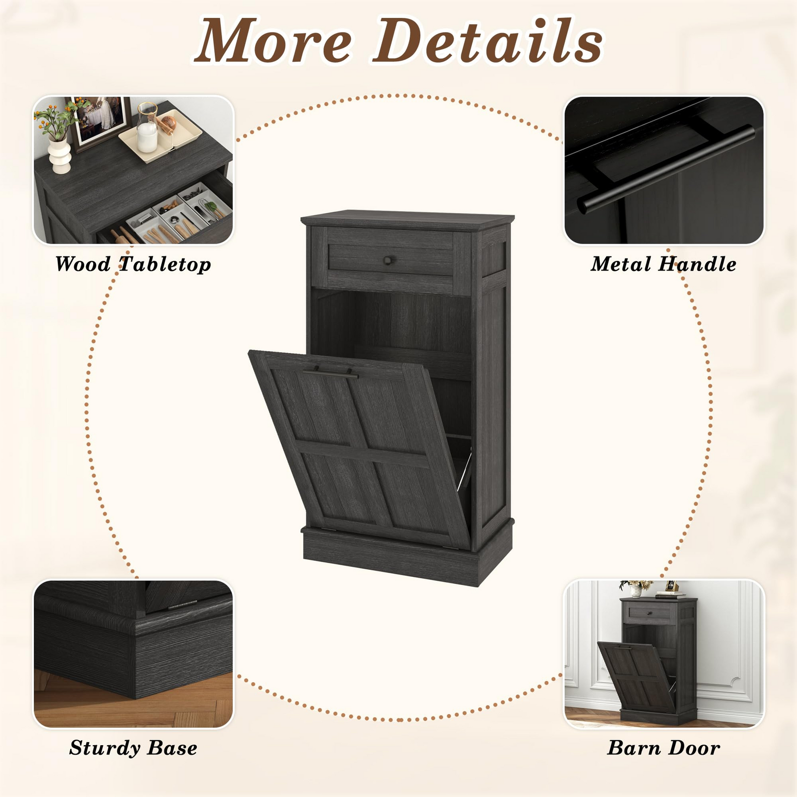 13 Gallons Tilt-Out Trash Can Cabinet