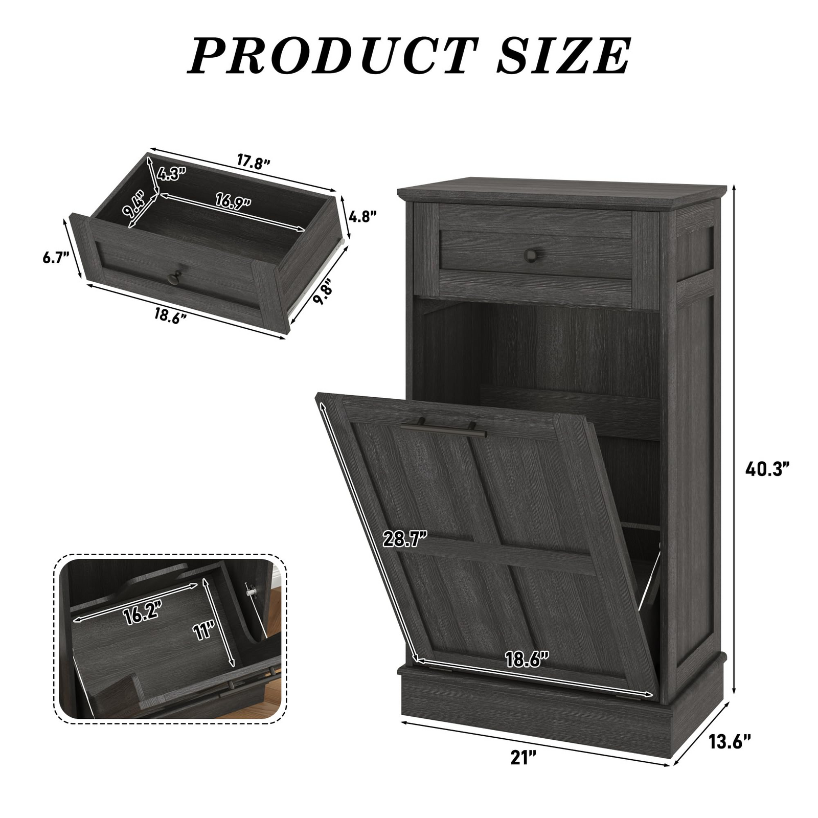 13 Gallons Tilt-Out Trash Can Cabinet