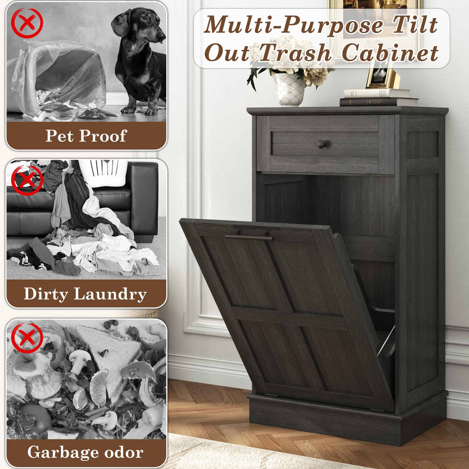 13 Gallons Tilt-Out Trash Can Cabinet