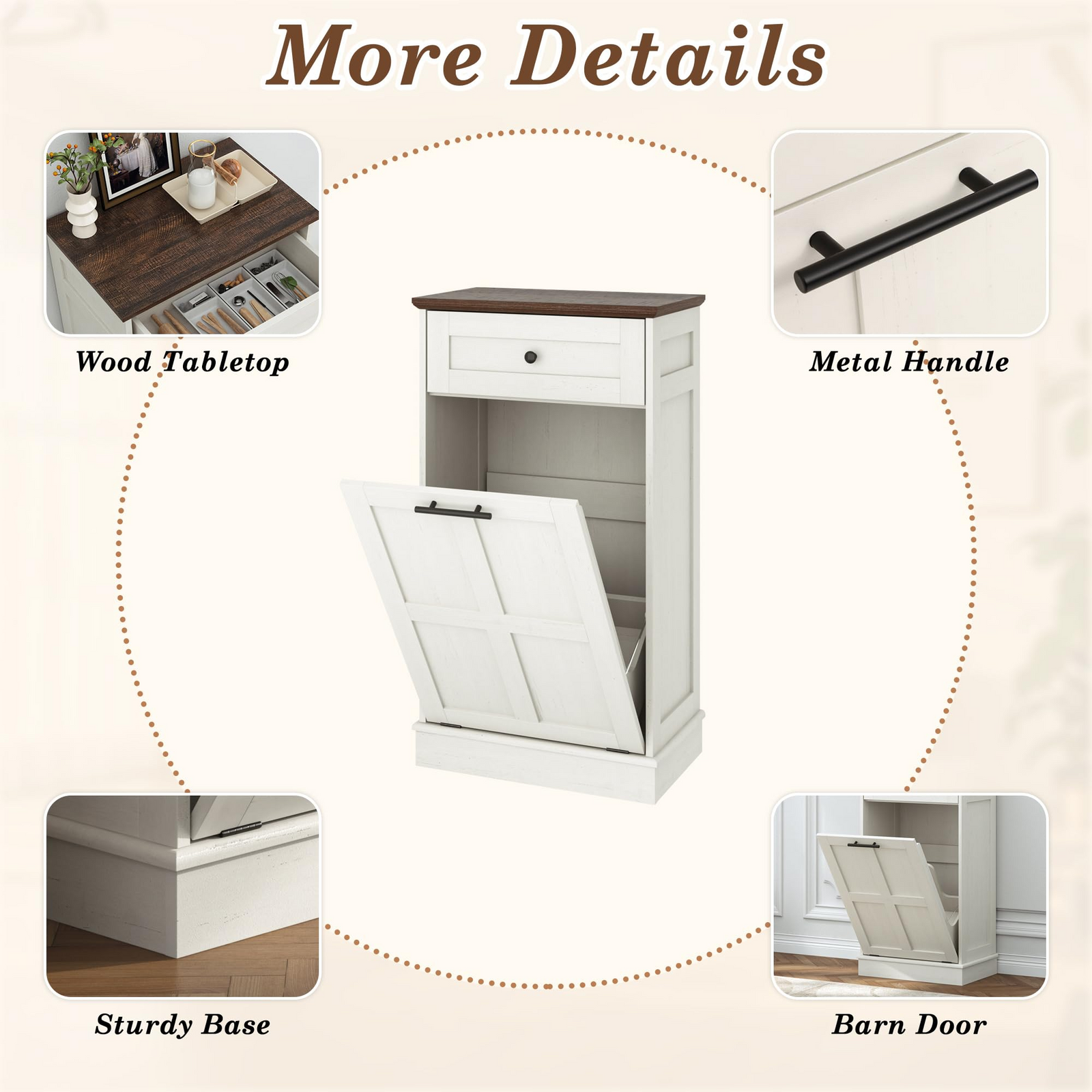 13 Gallons Tilt-Out Trash Can Cabinet