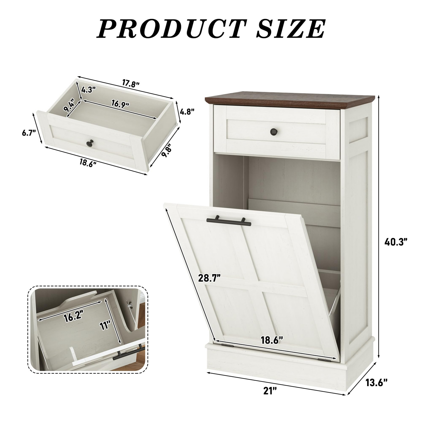 size-Wooden cabinet with dimensions labeled on a white background