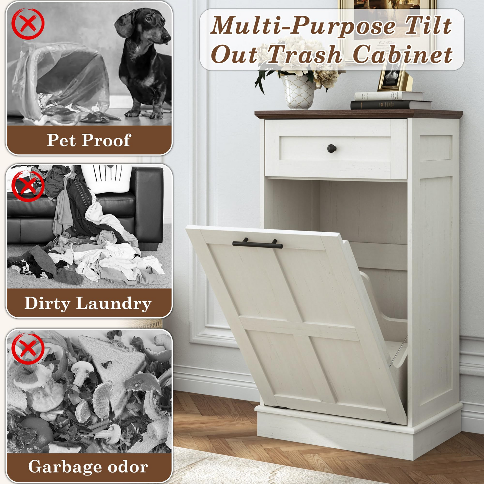 13 Gallons Tilt-Out Trash Can Cabinet