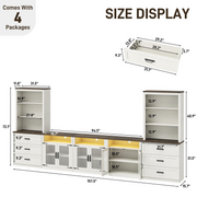 size-Furniture set with dimensions displayed on a white background