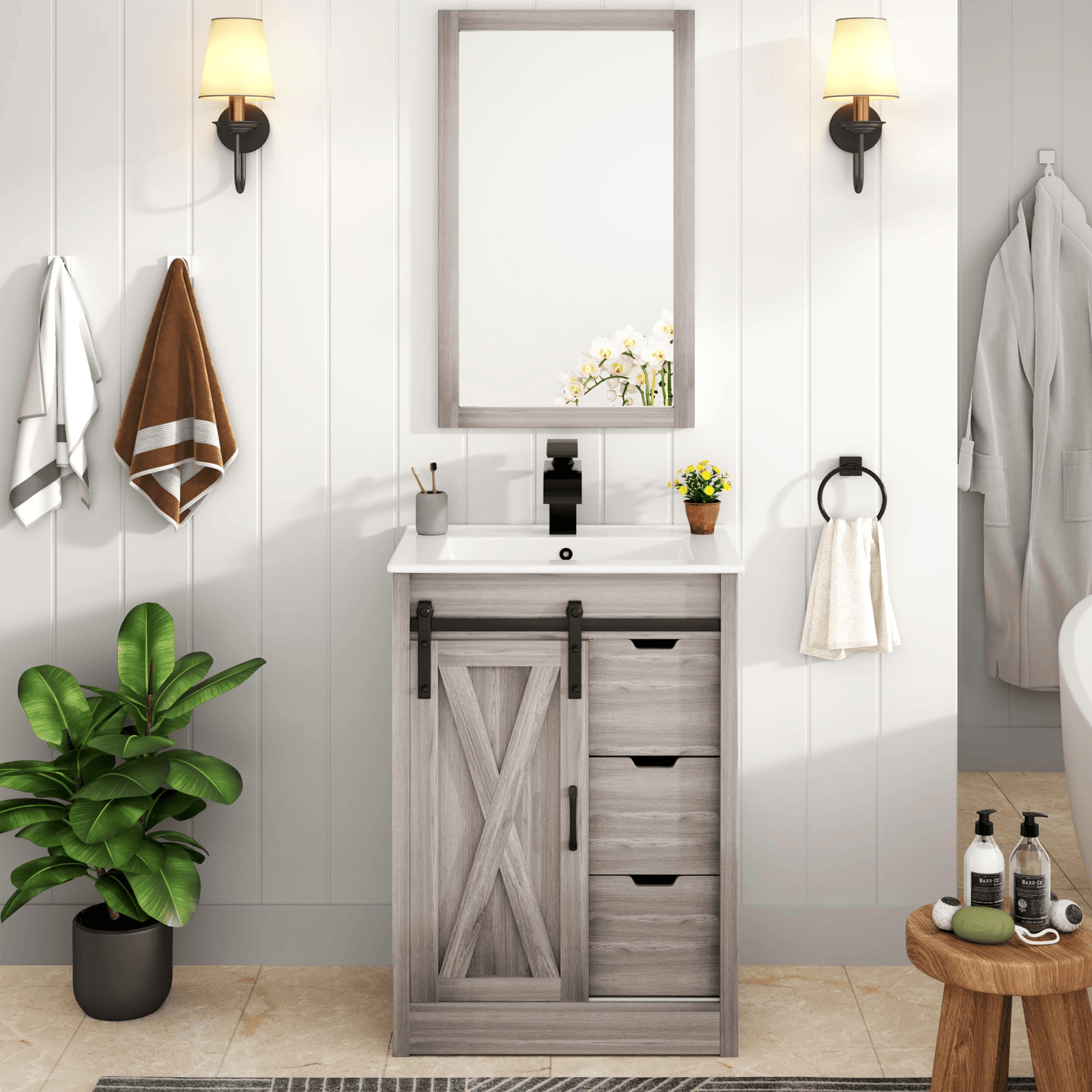24 Inch Single Bathroom Vanity Cabinet with Sink
