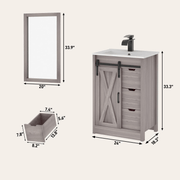 24 Inch Single Bathroom Vanity Cabinet with Sink