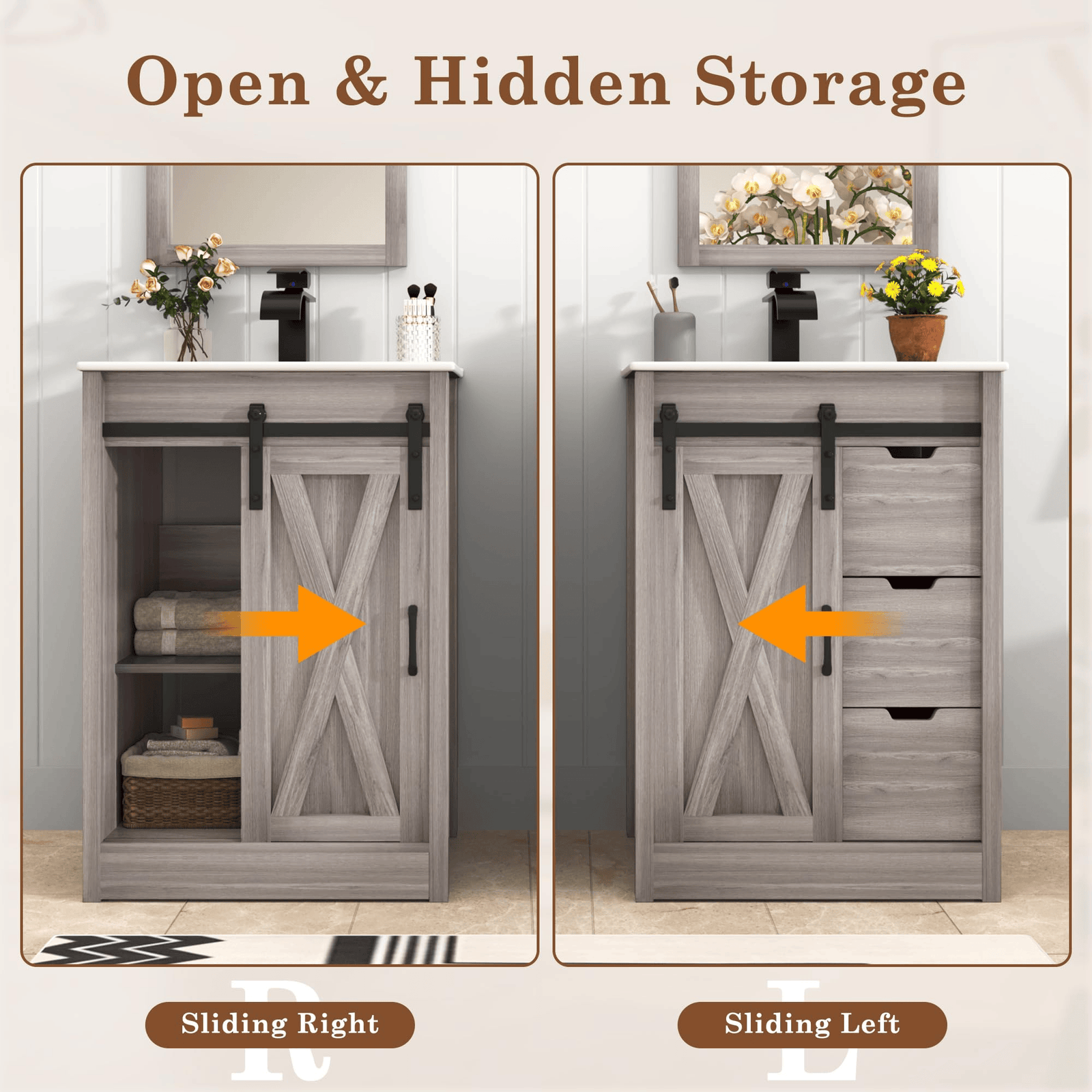 24 Inch Single Bathroom Vanity Cabinet with Sink