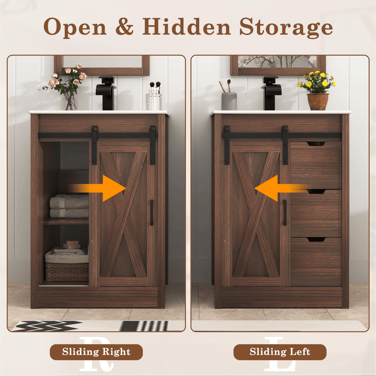 24 Inch Single Bathroom Vanity Cabinet with Sink