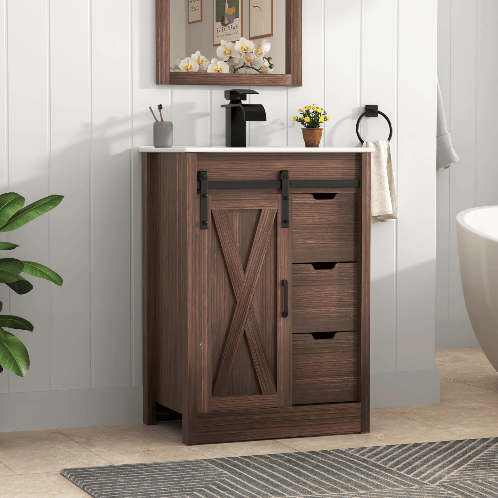 24 Inch Single Bathroom Vanity Cabinet with Sink