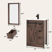 24 Inch Single Bathroom Vanity Cabinet with Sink