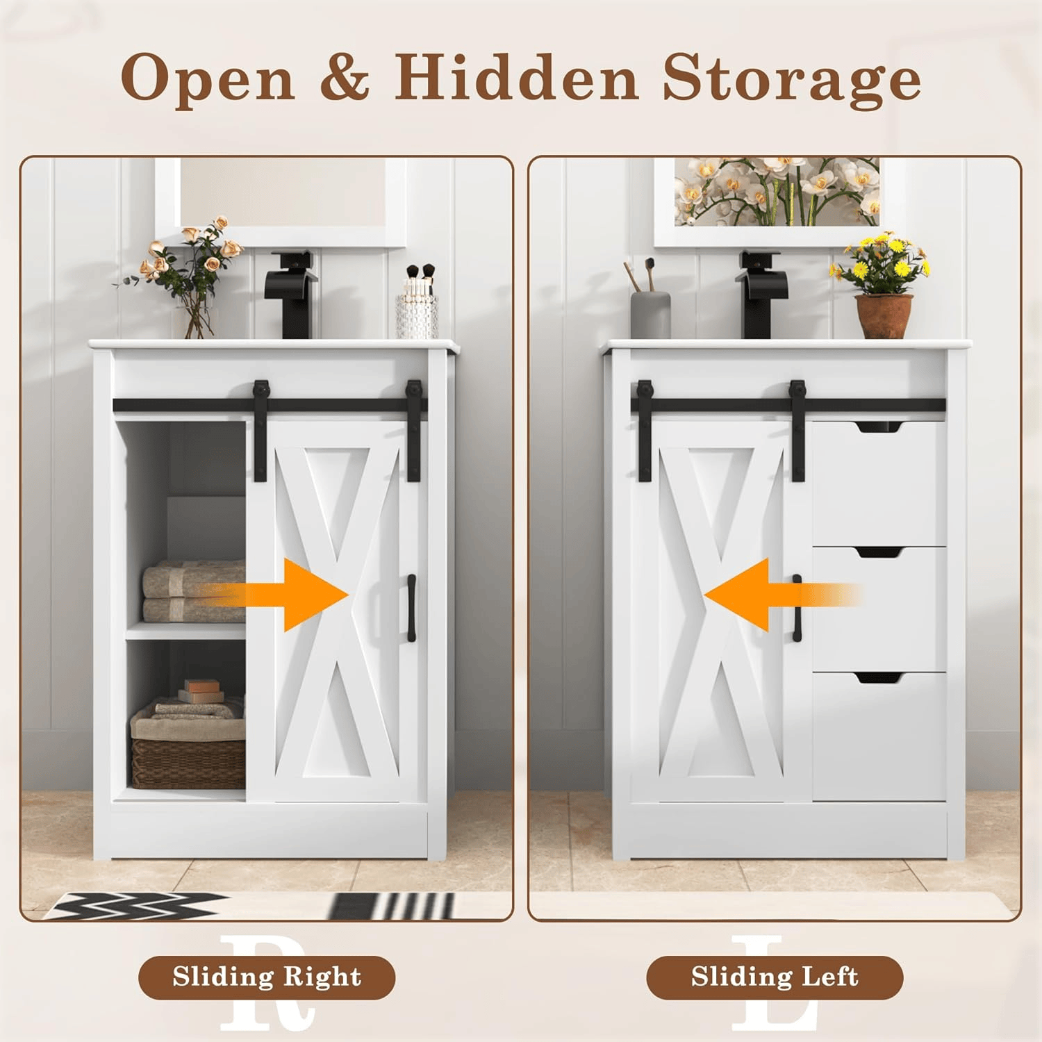 24 Inch Single Bathroom Vanity Cabinet with Sink