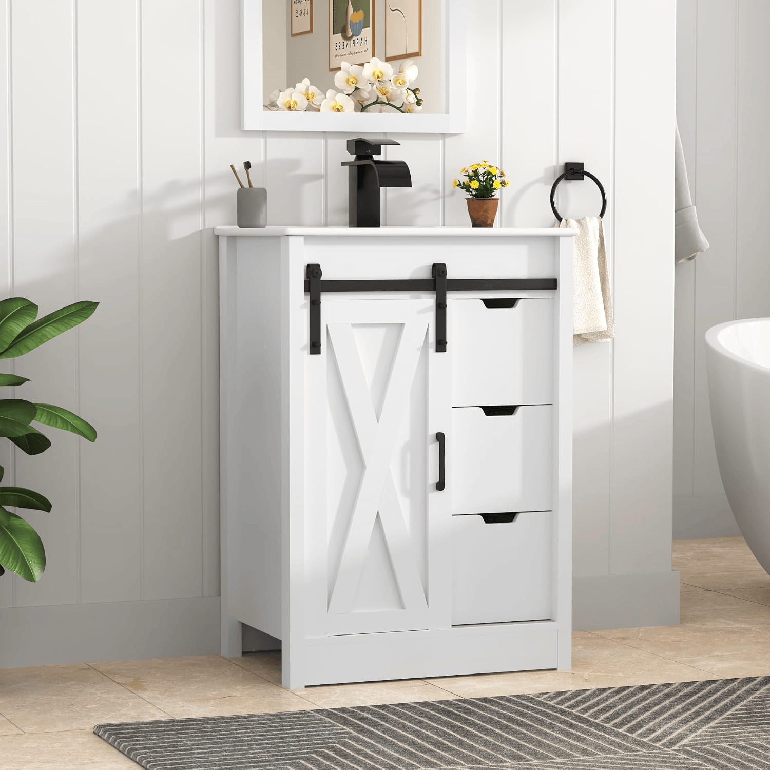 24 Inch Single Bathroom Vanity Cabinet with Sink