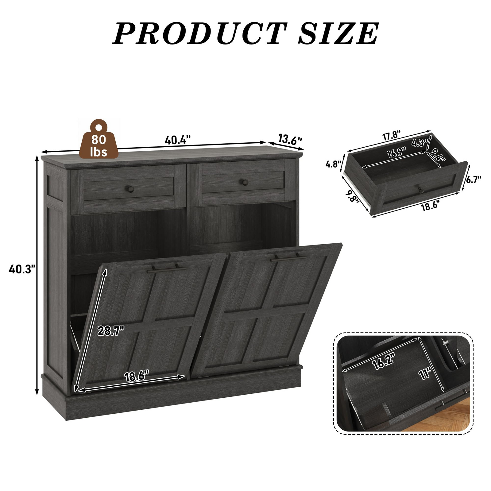 26 Gallons Dual Tilt-Out Trash Can Cabinet
