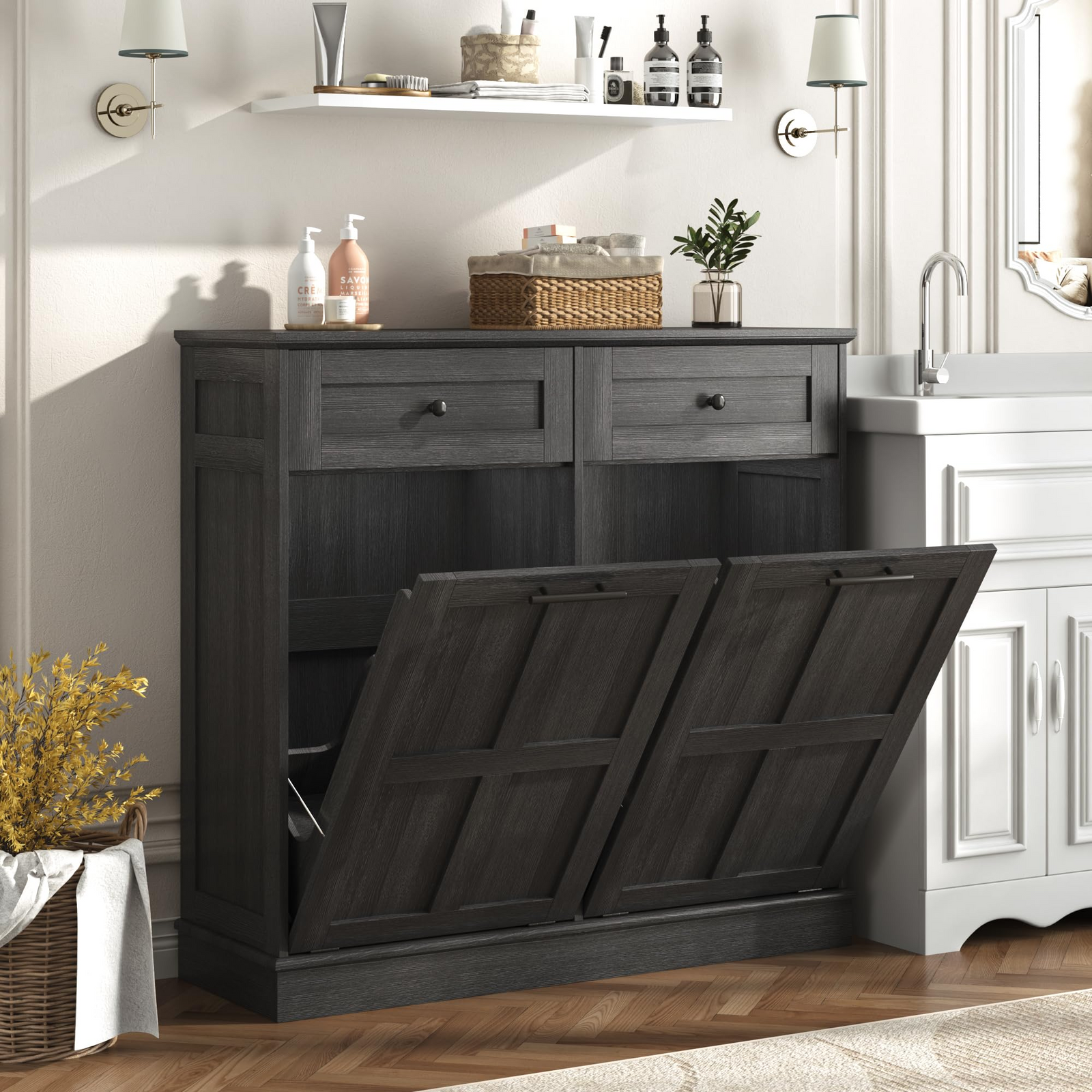 26 Gallons Dual Tilt-Out Trash Can Cabinet