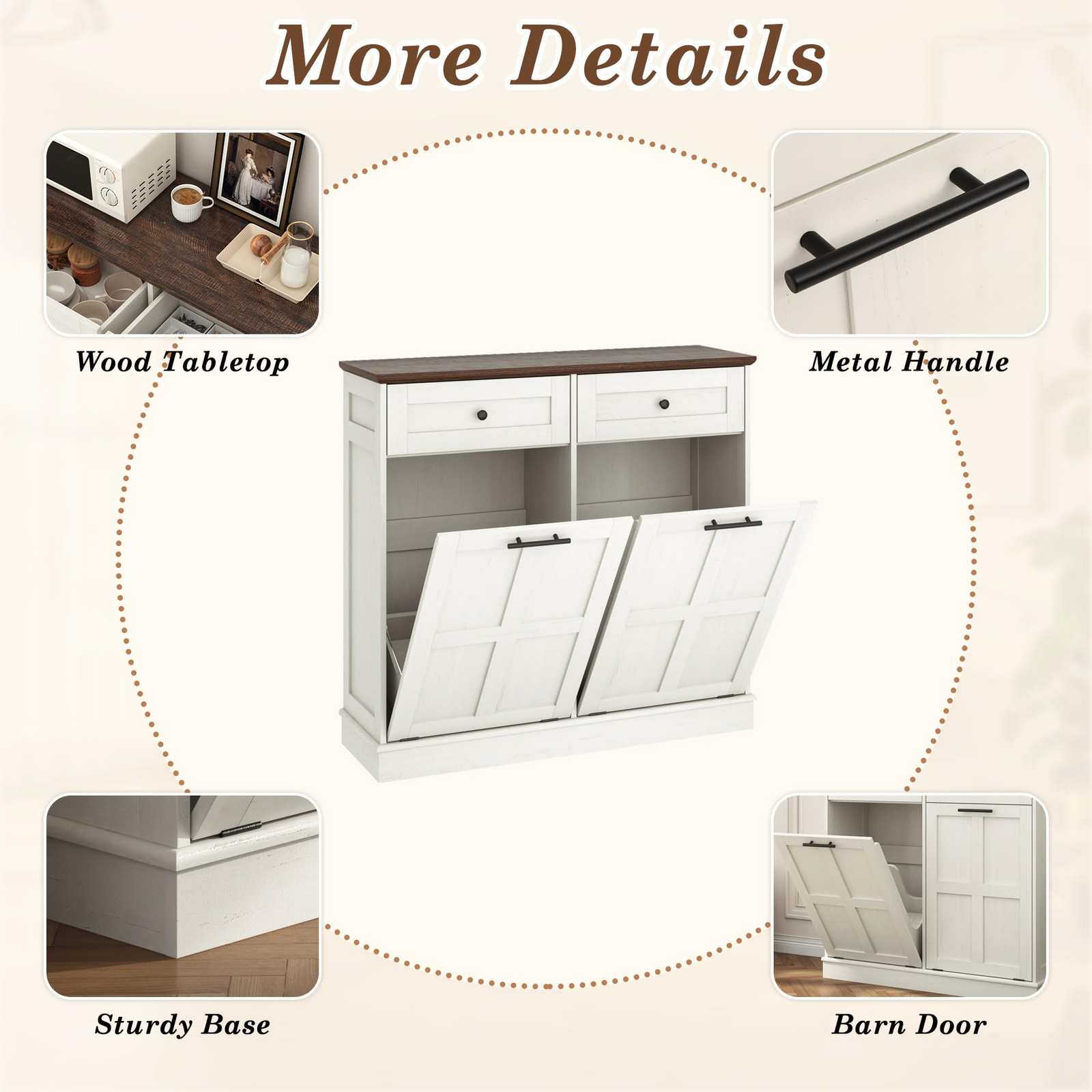 26 Gallons Dual Tilt-Out Trash Can Cabinet