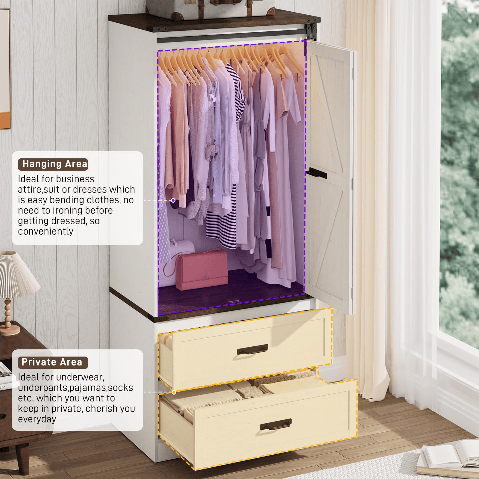 2 Doors Armoire Wardrobe Closet