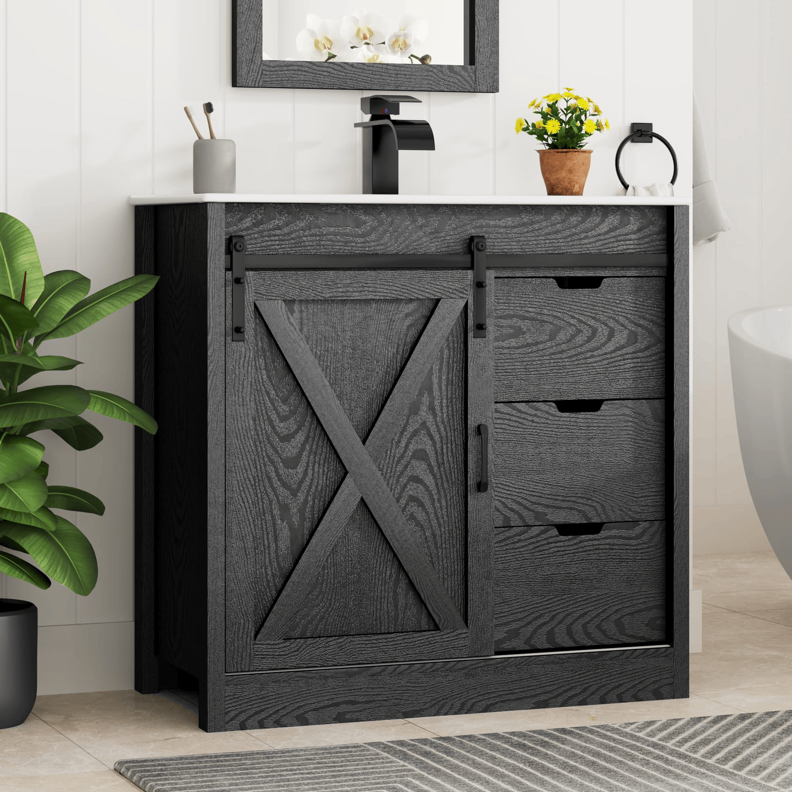 36 Inch Single Bathroom Vanity Cabinet with Sink