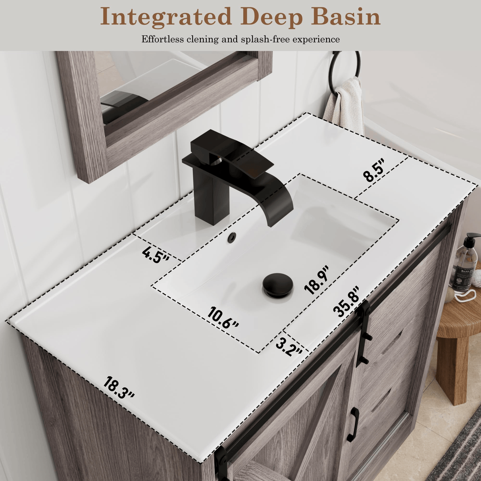 36 Inch Single Bathroom Vanity Cabinet with Sink