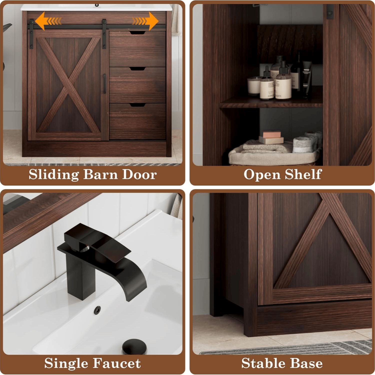 36 Inch Single Bathroom Vanity Cabinet with Sink