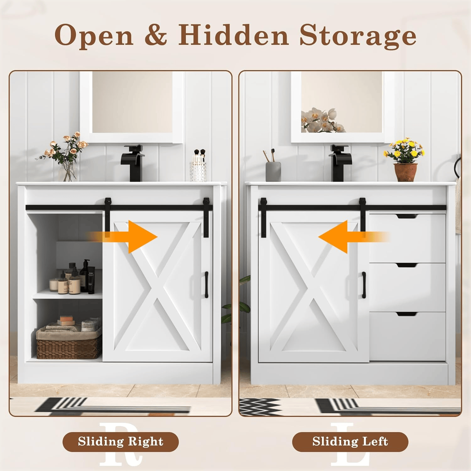 36 Inch Single Bathroom Vanity Cabinet with Sink