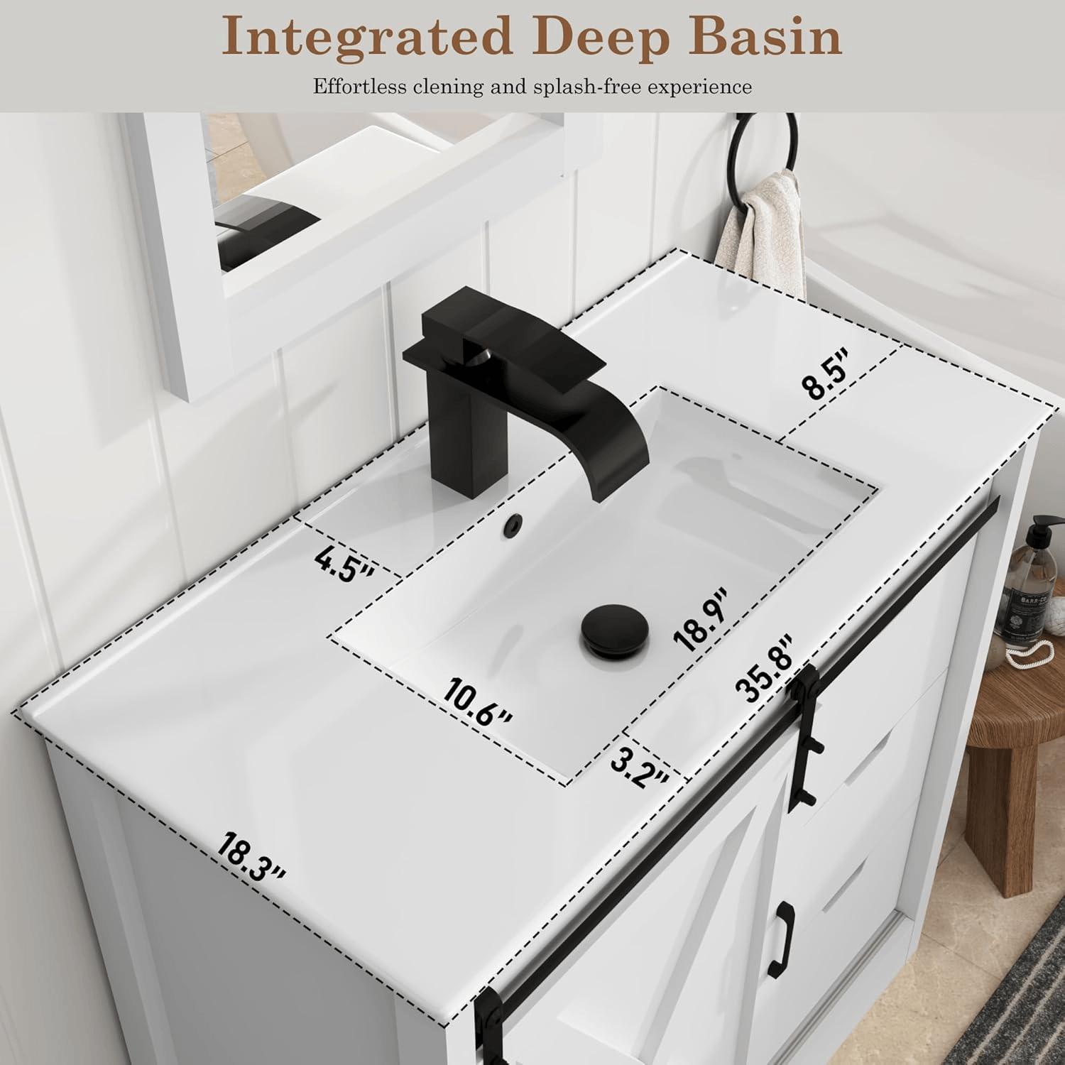 36 Inch Single Bathroom Vanity Cabinet with Sink