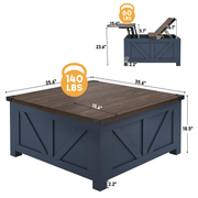 36"/40" Lift Top Coffee Table Wood with Charging Station