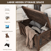 36"/40" Lift Top Coffee Table Wood with Charging Station