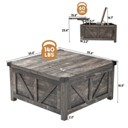 36"/40" Lift Top Coffee Table Wood with Charging Station