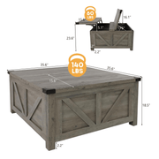 36"/40" Lift Top Coffee Table Wood with Charging Station