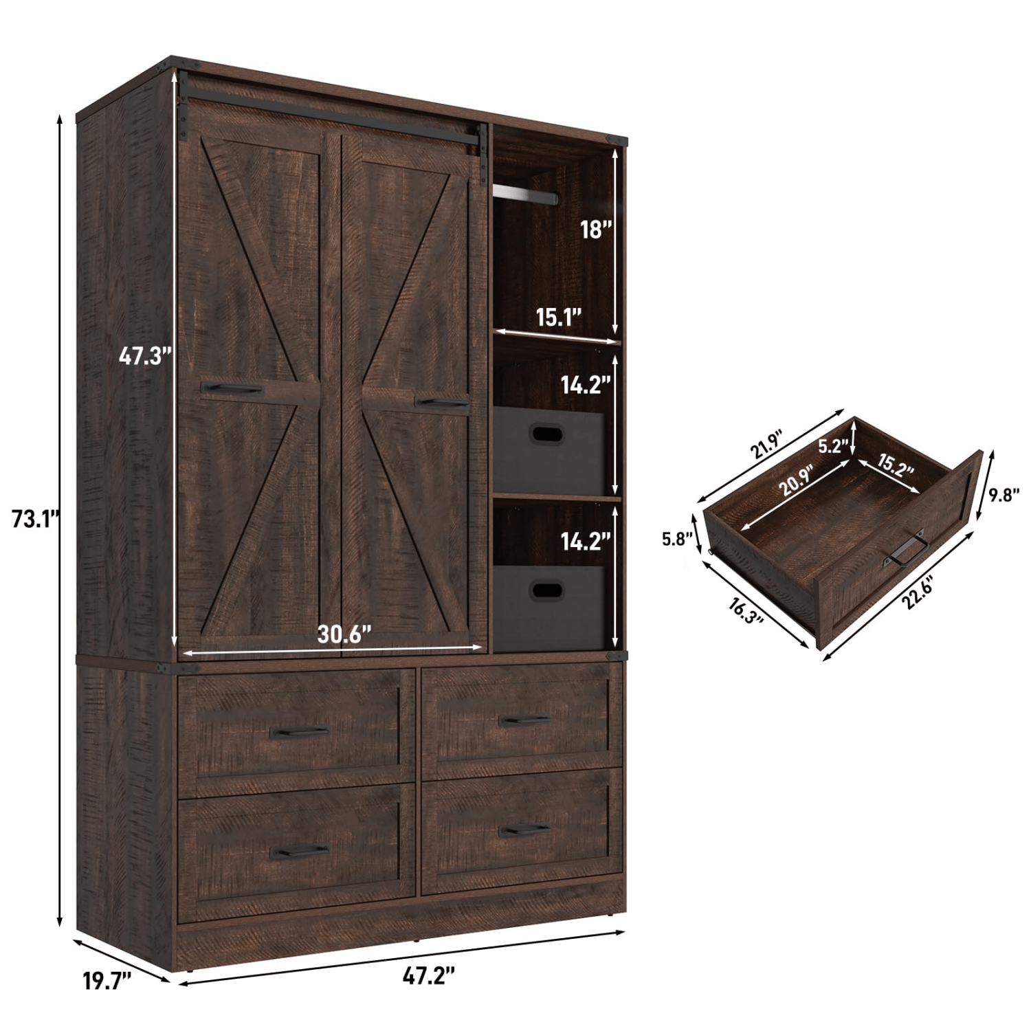 3 Doors Armoire Wardrobe Closet