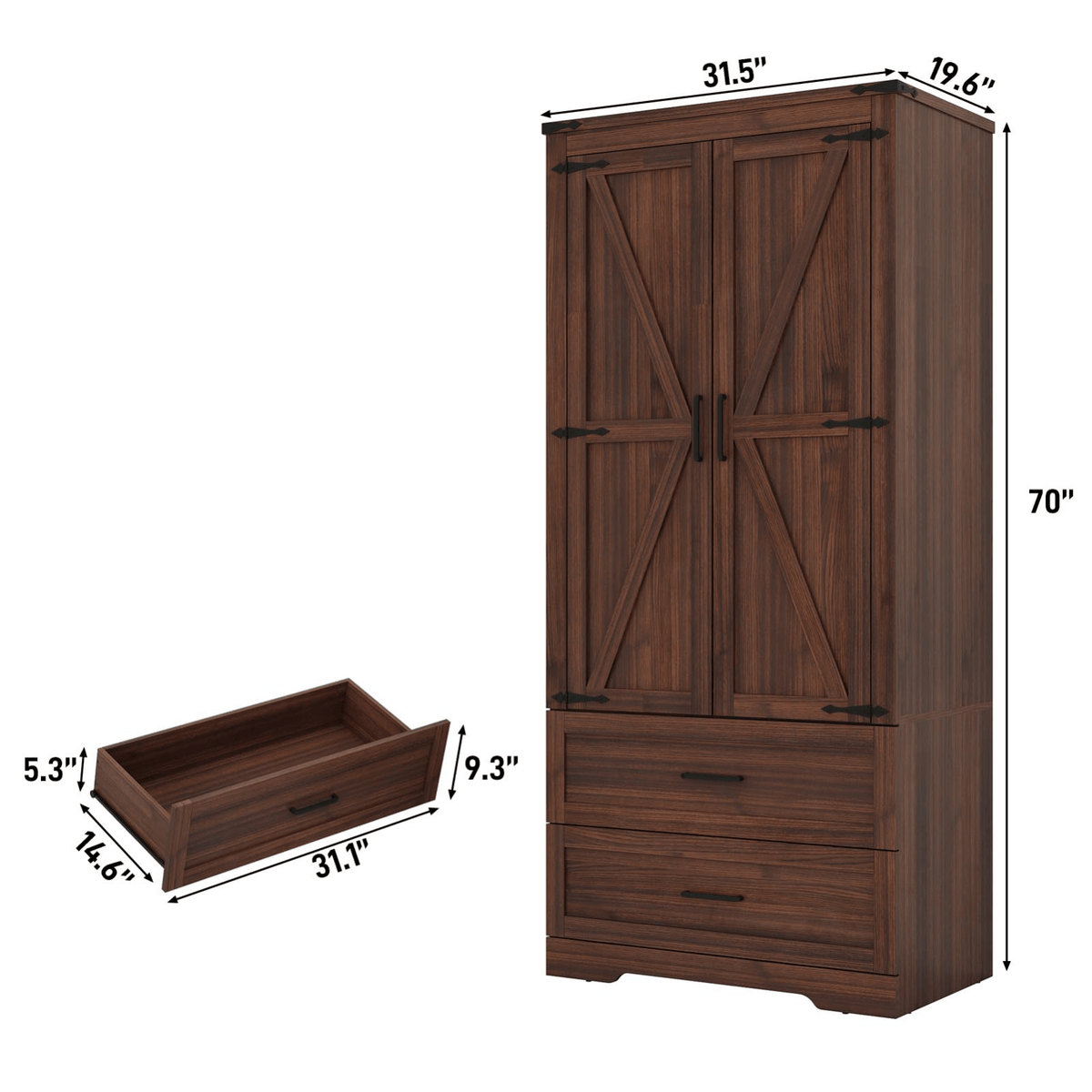 3 Doors Armoire Wardrobe Closet