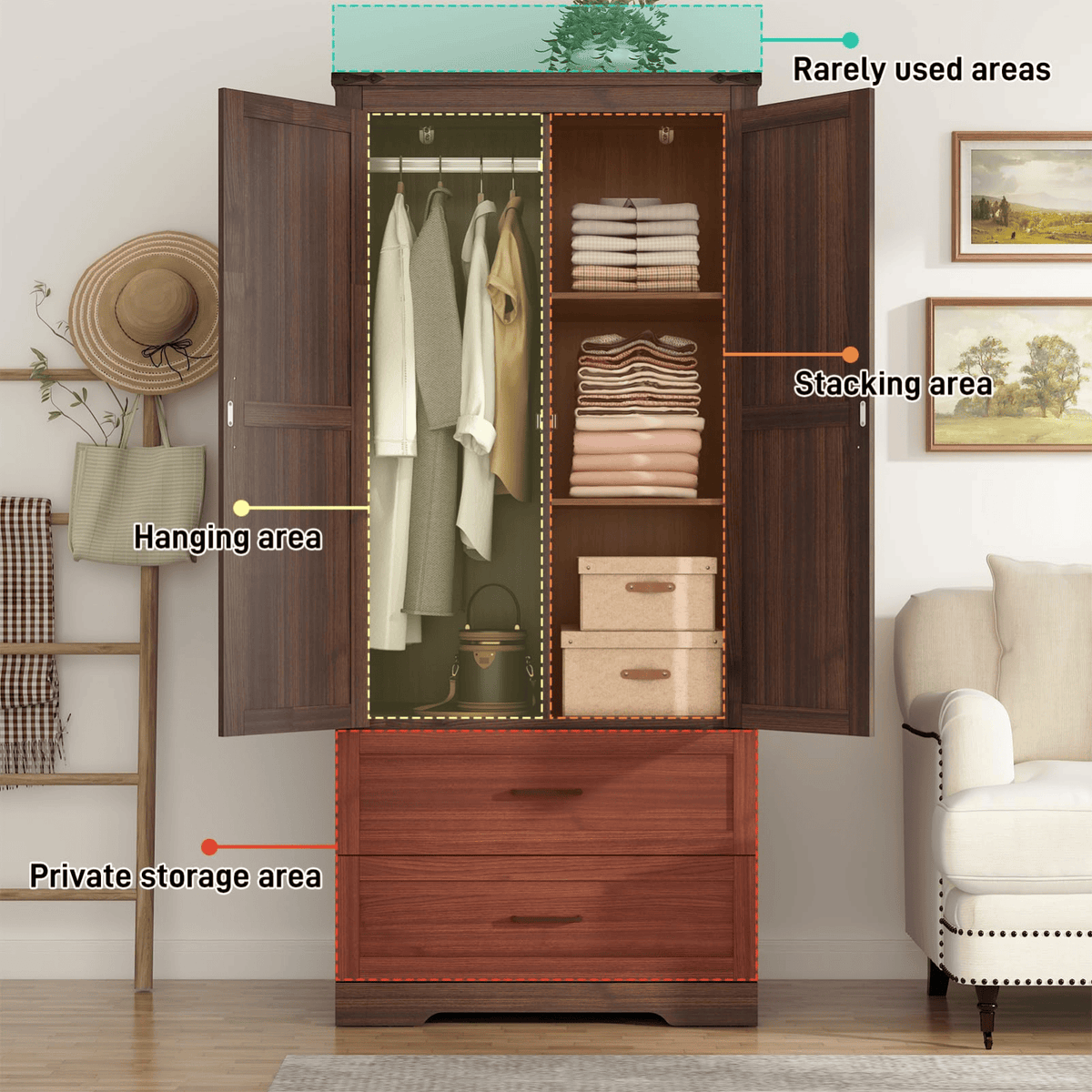 3 Doors Armoire Wardrobe Closet