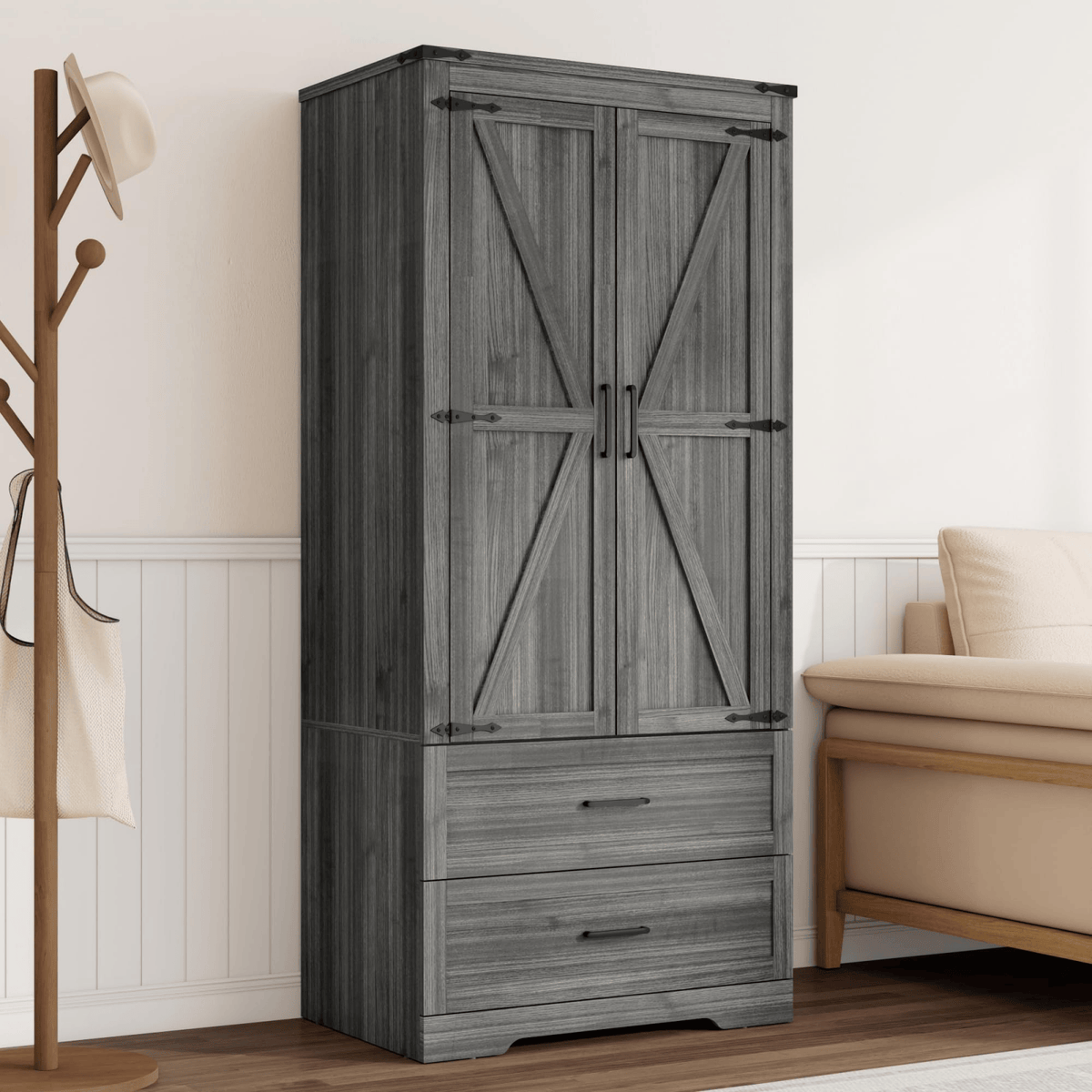 3 Doors Armoire Wardrobe Closet