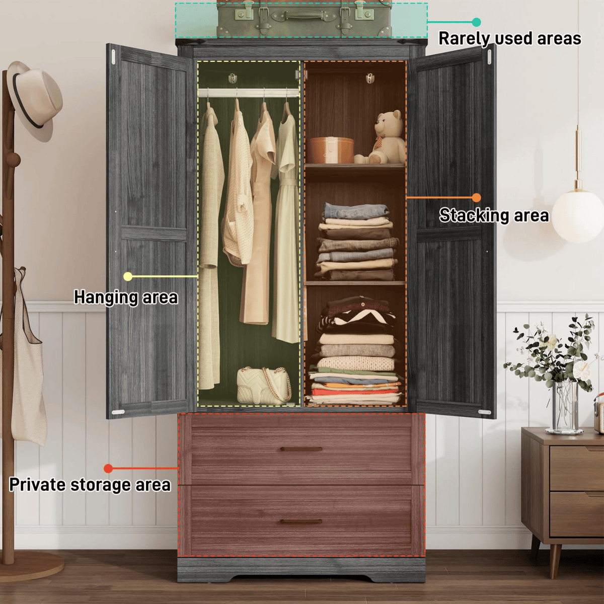 3 Doors Armoire Wardrobe Closet