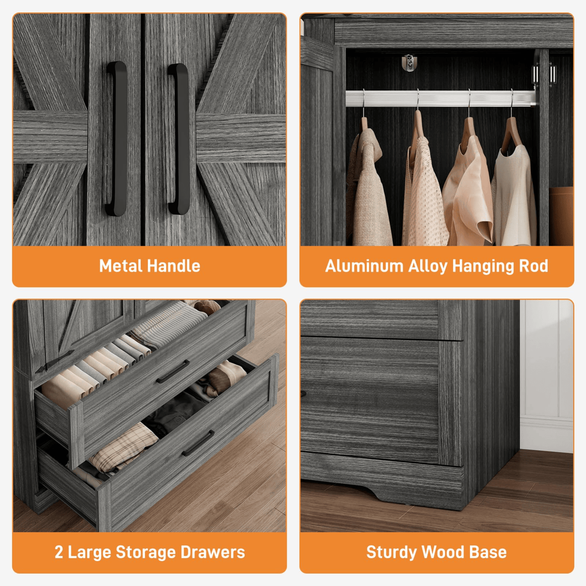 3 Doors Armoire Wardrobe Closet