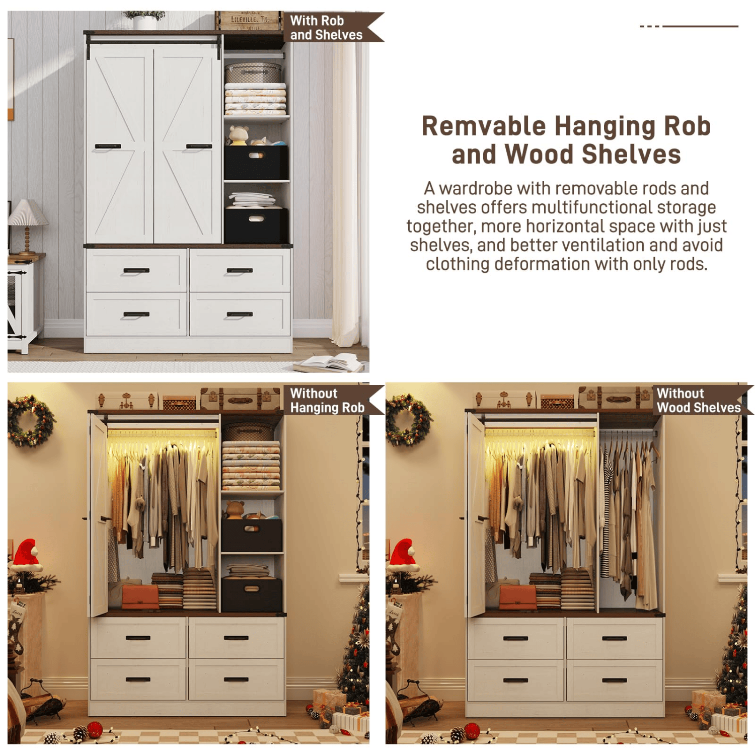 3 Doors Armoire Wardrobe Closet