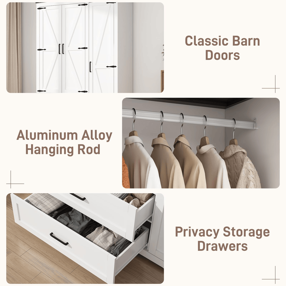 3 Doors Armoire Wardrobe Closet