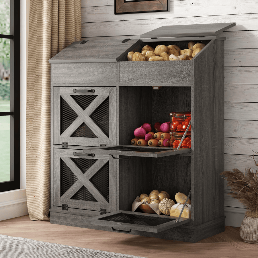 6 Gallons Wood Potato Onion Storage Bin