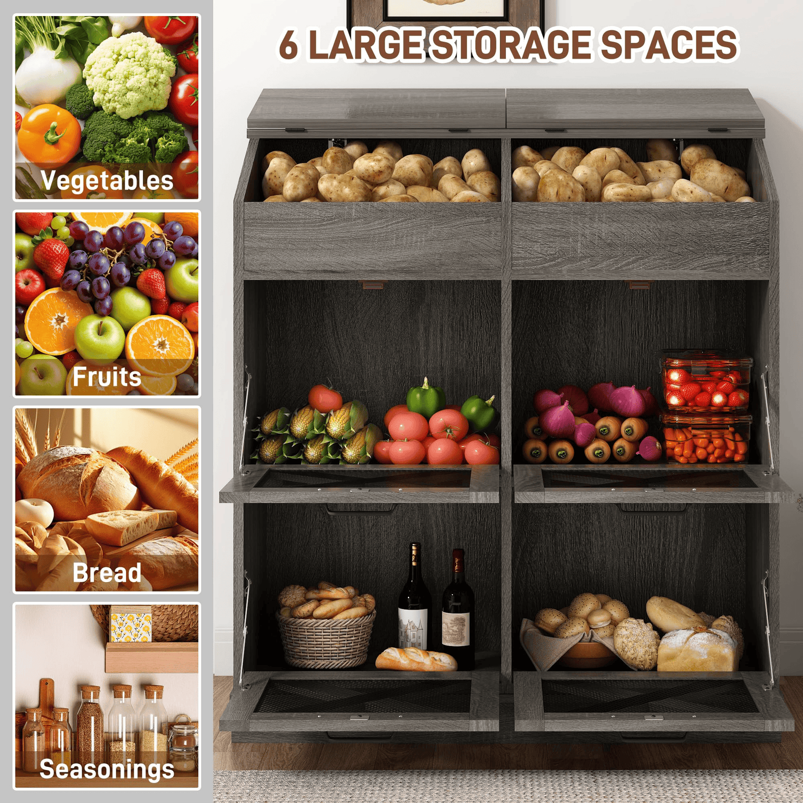 6 Gallons Wood Potato Onion Storage Bin