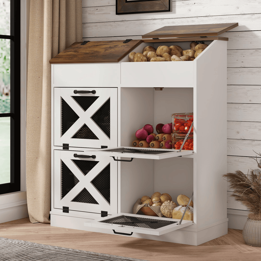 6 Gallons Wood Potato Onion Storage Bin