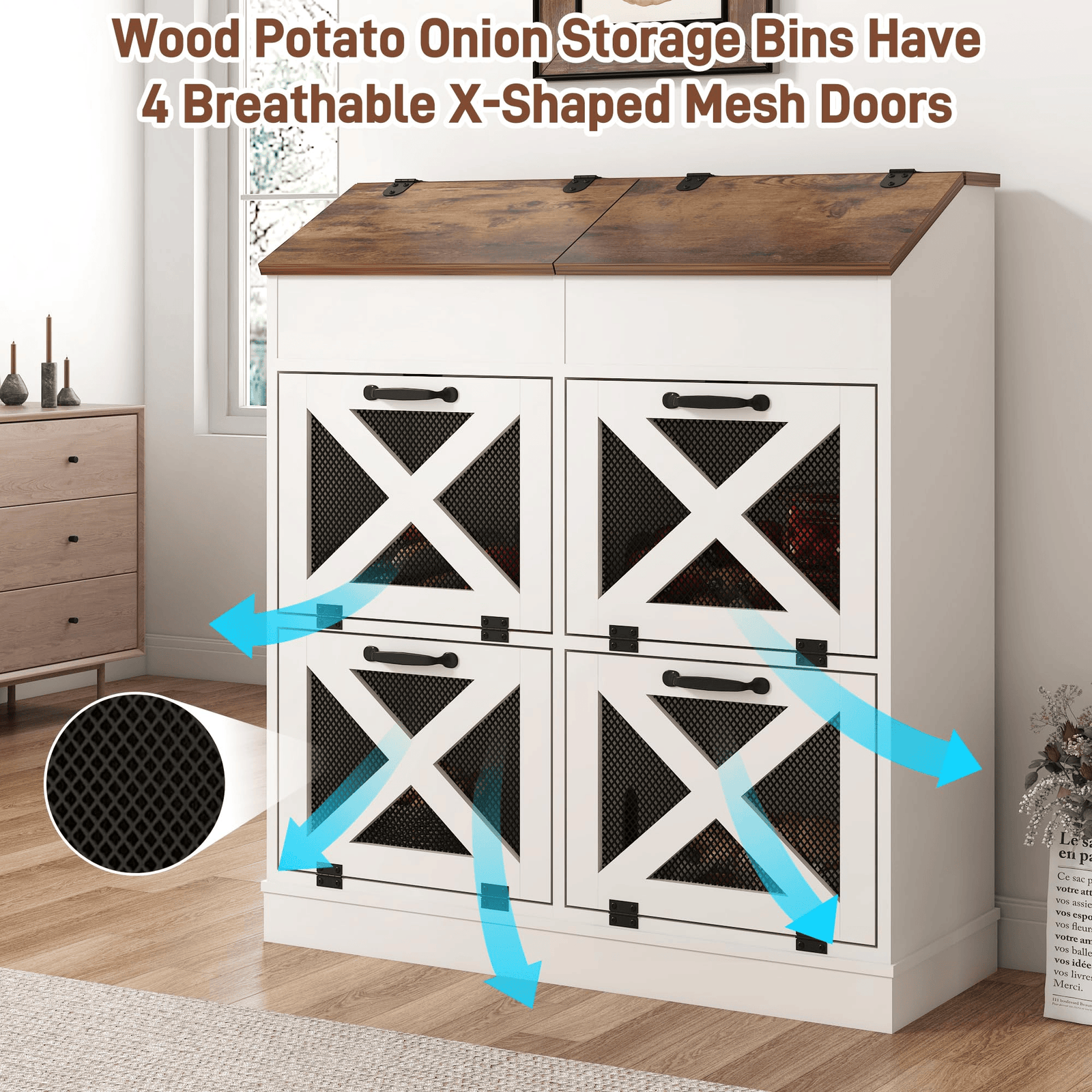 6 Gallons Wood Potato Onion Storage Bin