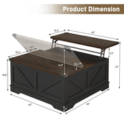 36"/40" Lift Top Coffee Table Wood with Charging Station