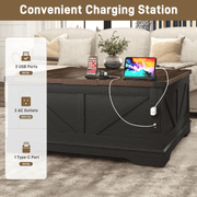 36"/40" Lift Top Coffee Table Wood with Charging Station