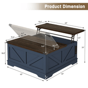 36"/40" Lift Top Coffee Table Wood with Charging Station