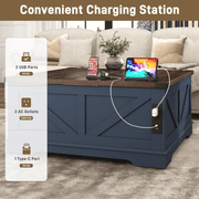 36"/40" Lift Top Coffee Table Wood with Charging Station