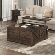 36"/40" Lift Top Coffee Table Wood with Charging Station