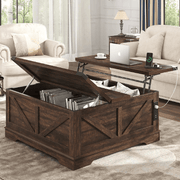 36"/40" Lift Top Coffee Table Wood with Charging Station